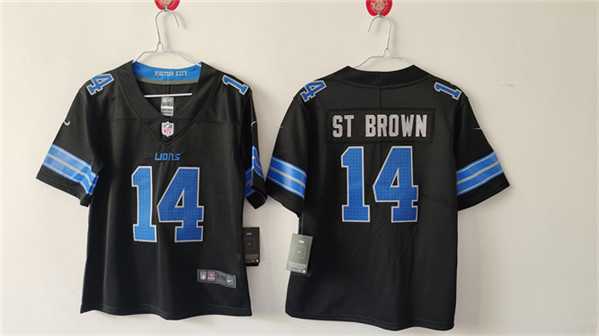Womens Detroit Lions #14 Amon-Ra St. Brown Black Vapor Stitched Jersey->women nfl jersey->Women Jersey